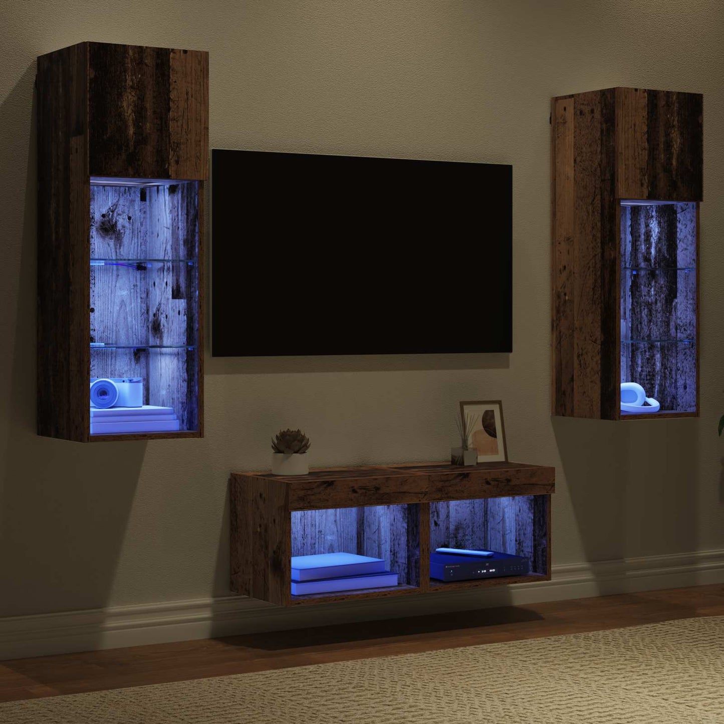 vidaXL Meubles TV muraux 4 pcs Chêne artisan Matériau à base de bois