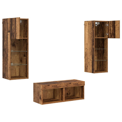 vidaXL Meubles TV muraux 4 pcs Chêne artisan Matériau à base de bois