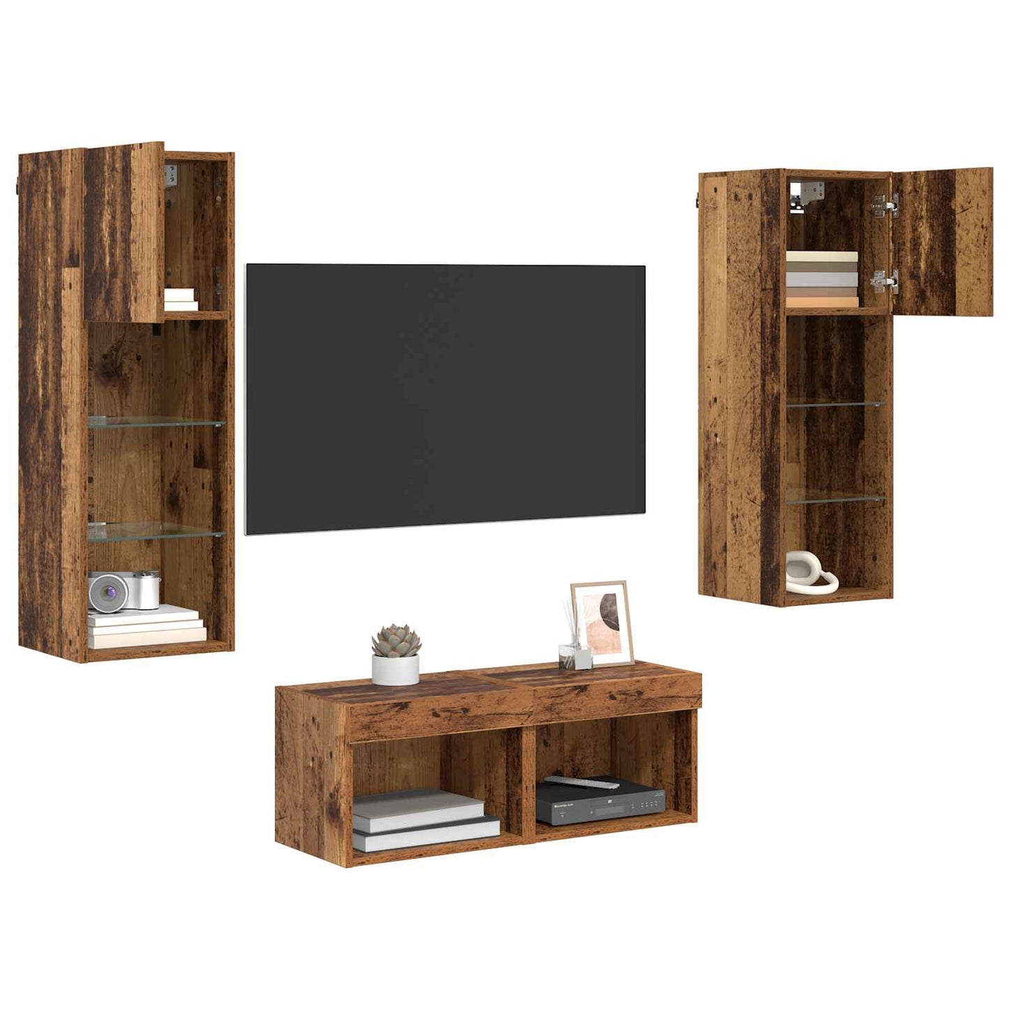 vidaXL Meubles TV muraux 4 pcs Chêne artisan Matériau à base de bois
