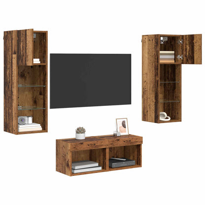 vidaXL Meubles TV muraux 4 pcs Chêne artisan Matériau à base de bois