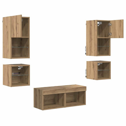 TV-Wandgeräte 8 pcs Artisan-Eiche Holzwerkstoff