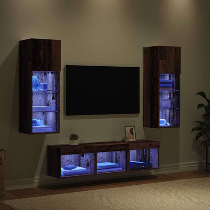 vidaXL TV-Wandgeräte 5 pcs Schwarz Eichen-Optik Holzwerkstoff