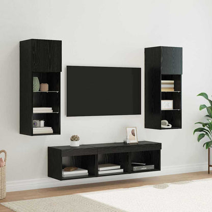 vidaXL TV-Wandgeräte 5 pcs Schwarz Eichen-Optik Holzwerkstoff