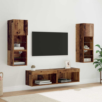vidaXL Meuble TV mural avec bandes LED 6 pcs Bois de récupération Bois d'ingénierie