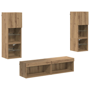 vidaXL Meuble TV mural suspendu 6 pcs Chêne Artisan Bois d'ingénierie