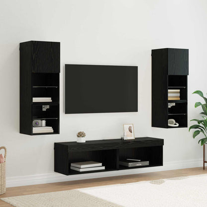 vidaXL Meuble TV mural 6 pcs Noir aspect chêne Aggloméré