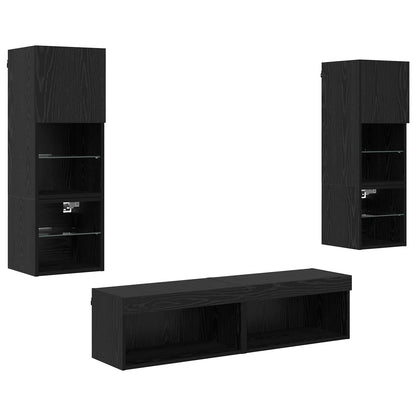 vidaXL Meuble TV mural 6 pcs Noir aspect chêne Aggloméré