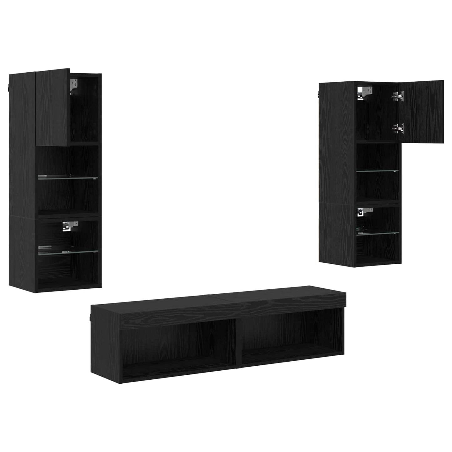 vidaXL Meuble TV mural 6 pcs Noir aspect chêne Aggloméré