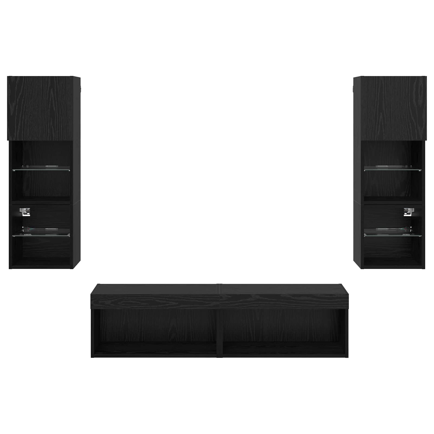 vidaXL Meuble TV mural 6 pcs Noir aspect chêne Aggloméré