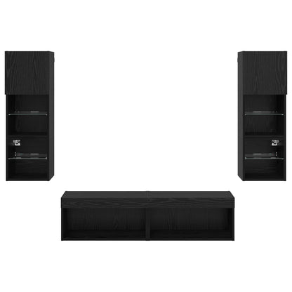 vidaXL Meuble TV mural 6 pcs Noir aspect chêne Aggloméré