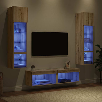 vidaXL TV-Wandmöbel Wandmontiert 6 pcs Artisan-Eiche Holzwerkstoff