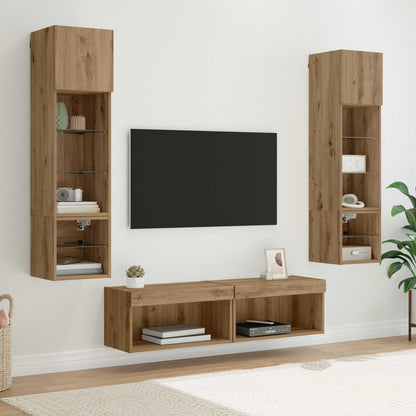 vidaXL TV-Wandmöbel Wandmontiert 6 pcs Artisan-Eiche Holzwerkstoff