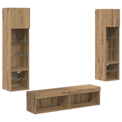 vidaXL TV-Wandmöbel Wandmontiert 6 pcs Artisan-Eiche Holzwerkstoff