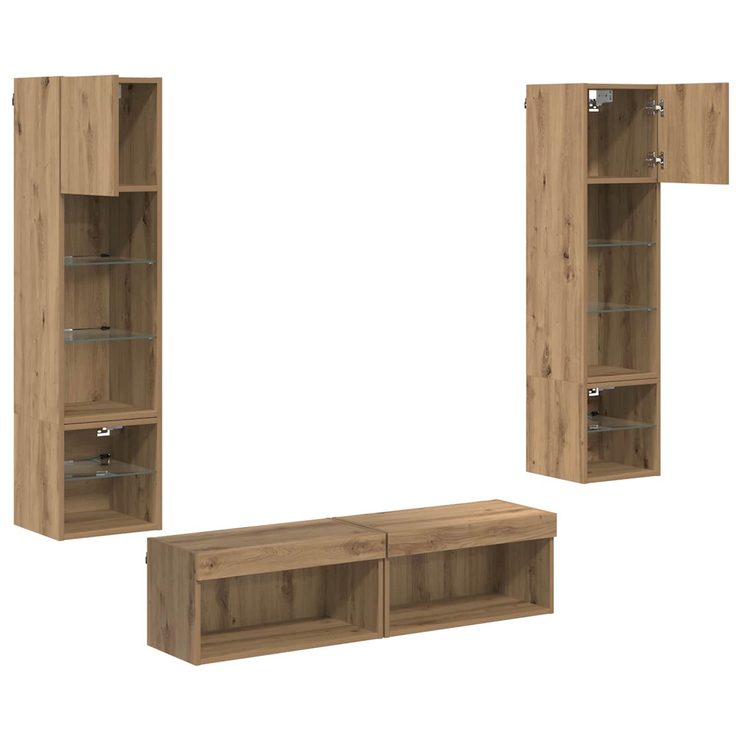 vidaXL TV-Wandmöbel Wandmontiert 6 pcs Artisan-Eiche Holzwerkstoff