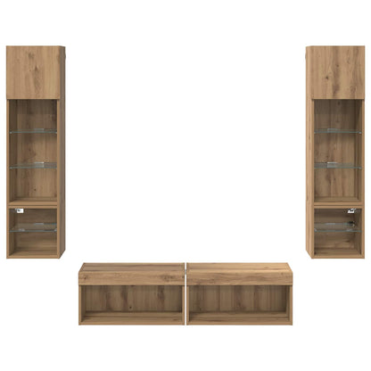 vidaXL TV-Wandmöbel Wandmontiert 6 pcs Artisan-Eiche Holzwerkstoff