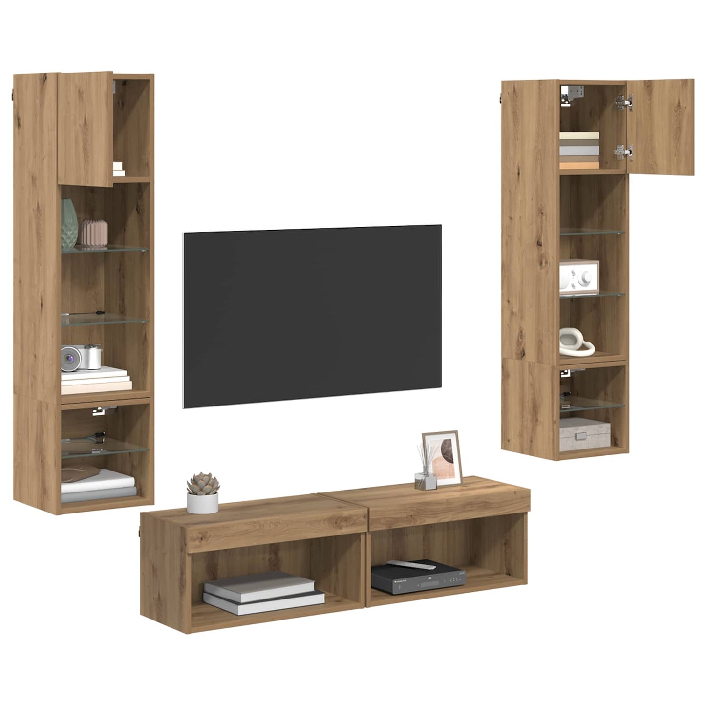 vidaXL TV-Wandmöbel Wandmontiert 6 pcs Artisan-Eiche Holzwerkstoff