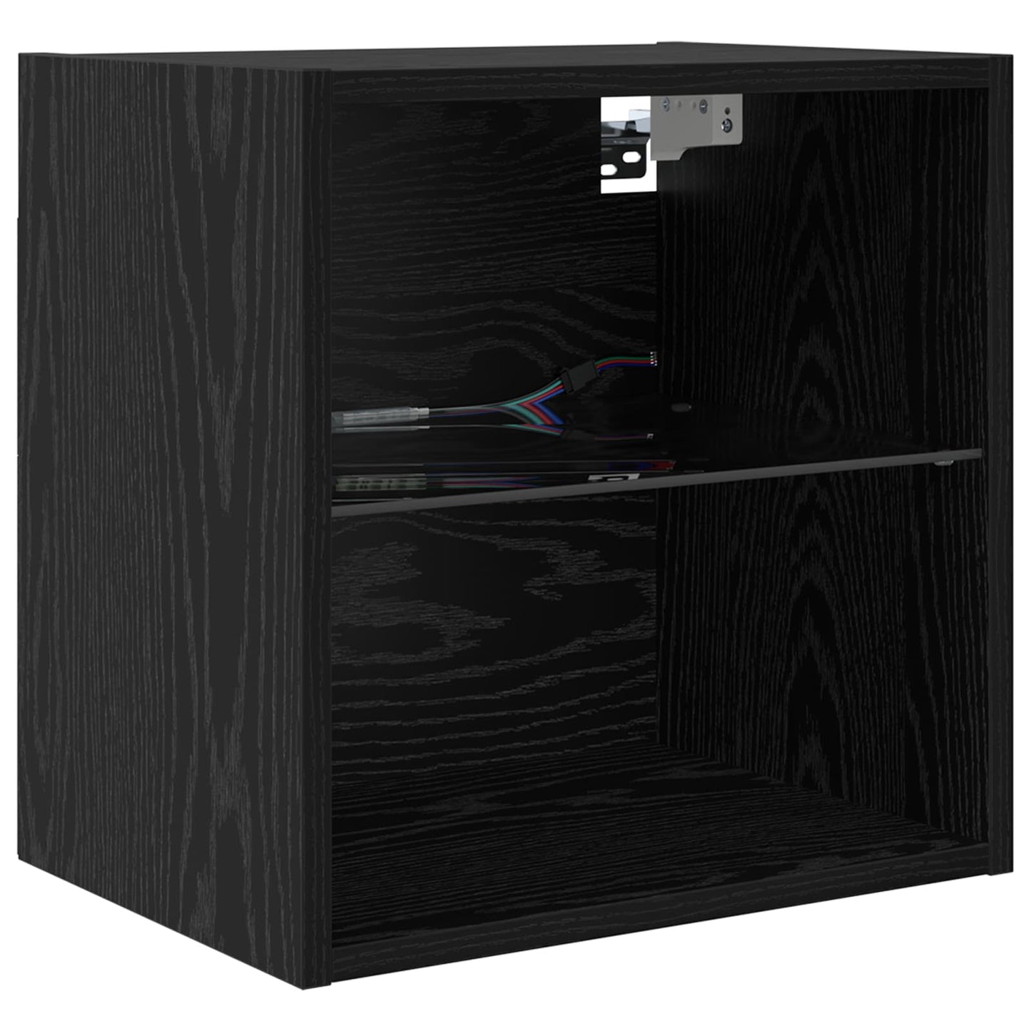 vidaXL Meuble TV avec bandes LED 8 pcs Noir finition chêne Verre