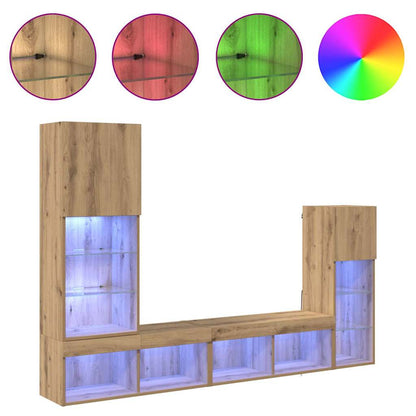 TV-Wandgeräte Wandmontiert 4 pcs Artisan-Eiche Holzwerkstoff
