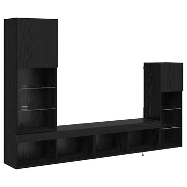 vidaXL TV-Wandgeräte 4 pcs Schwarz Eichen-Optik Holzwerkstoff