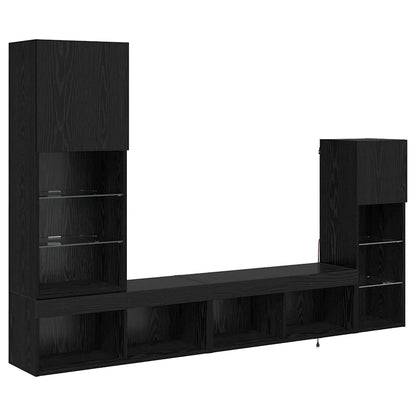 vidaXL TV-Wandgeräte 4 pcs Schwarz Eichen-Optik Holzwerkstoff