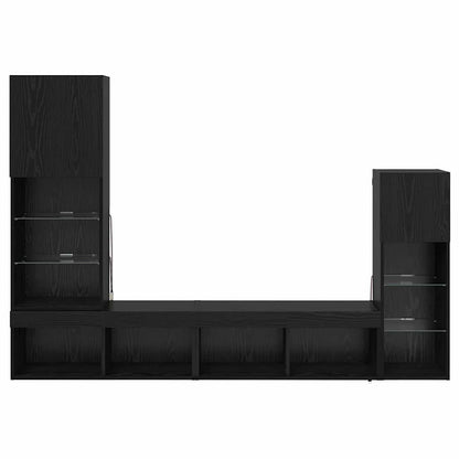 vidaXL TV-Wandgeräte 4 pcs Schwarz Eichen-Optik Holzwerkstoff