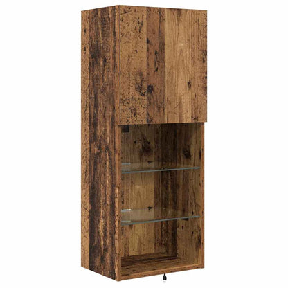 Meubles TV muraux vidaXL avec bandes lumineuses LED en bois de récupération, bois d'ingénierie