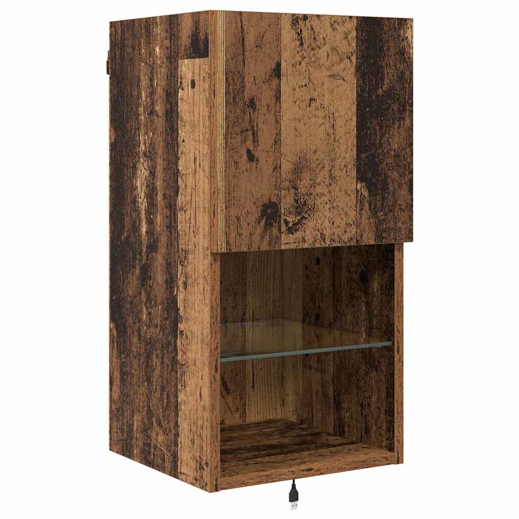 Meubles TV muraux vidaXL avec bandes lumineuses LED en bois de récupération, bois d'ingénierie