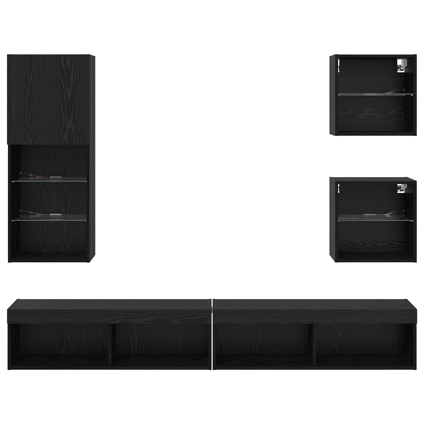 vidaXL TV Wand Einheiten mit LED 5 pcs Schwarz Eichen-Optik