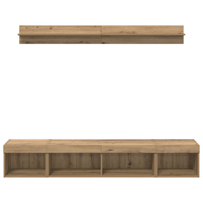 TV-Wandregal-Set mit LED 5 pcs Artisan-Eiche Holzwerkstoff