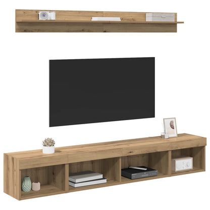 TV-Wandregal-Set mit LED 5 pcs Artisan-Eiche Holzwerkstoff