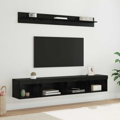 vidaXL Ensemble d'étagères murales pour TV 5 pcs Noir Aspect Chêne Bois d'ingénierie