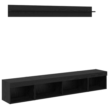 vidaXL Ensemble d'étagères murales pour TV 5 pcs Noir Aspect Chêne Bois d'ingénierie