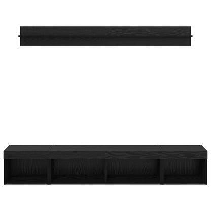 vidaXL Ensemble d'étagères murales pour TV 5 pcs Noir Aspect Chêne Bois d'ingénierie