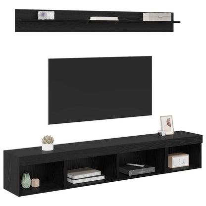 vidaXL Ensemble d'étagères murales pour TV 5 pcs Noir Aspect Chêne Bois d'ingénierie