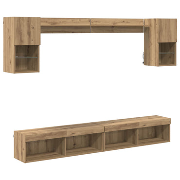 vidaXL Meubles TV avec LED 6 pcs Chêne artisan Bois d'ingénierie