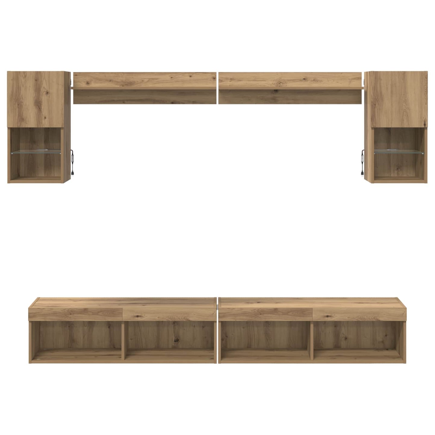 TV Wand Einheiten mit LED 6 pcs Artisan-Eiche Holzwerkstoff
