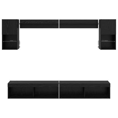 vidaXL Meubles TV avec LED 6 pcs Noir aspect chêne