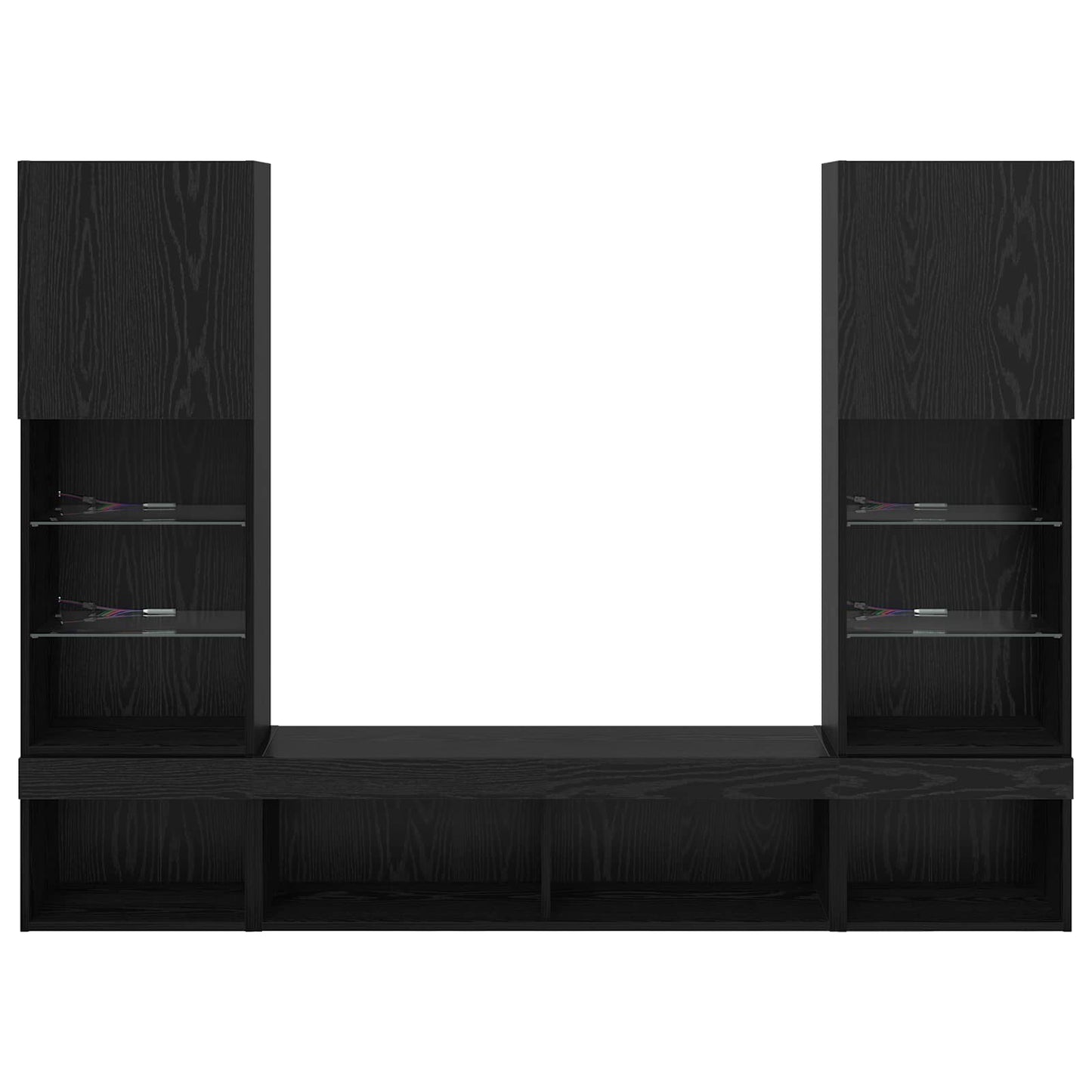 vidaXL TV Wand Einheiten mit LED mit LED 5 pcs Schwarz Eichen-Optik