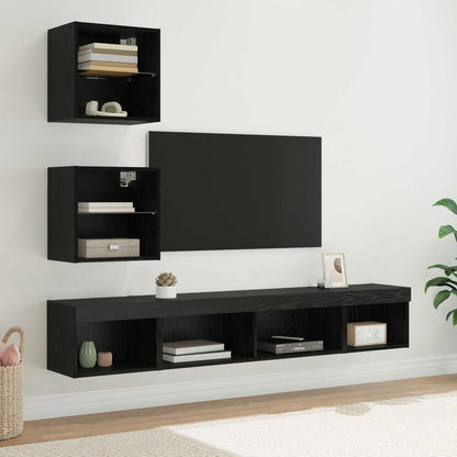 vidaXL TV Wand Einheiten mit LED mit LED 5 pcs Schwarz Eichen-Optik