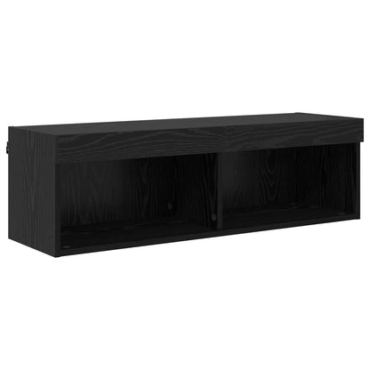 vidaXL TV Wand Einheiten mit LED mit LED 5 pcs Schwarz Eichen-Optik