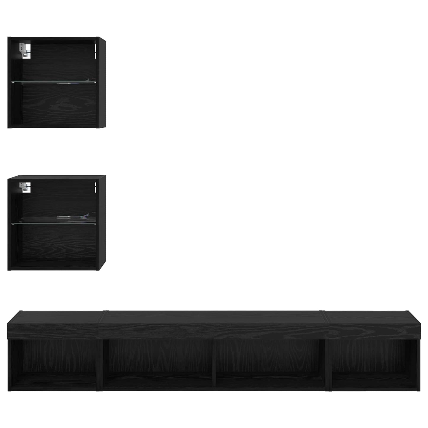 vidaXL TV Wand Einheiten mit LED mit LED 5 pcs Schwarz Eichen-Optik