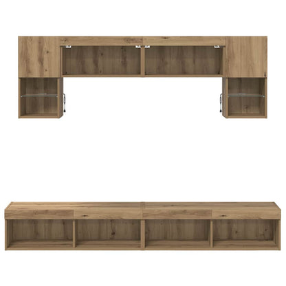 TV Wand Einheiten mit LED 6 pcs Artisan-Eiche Holzwerkstoff