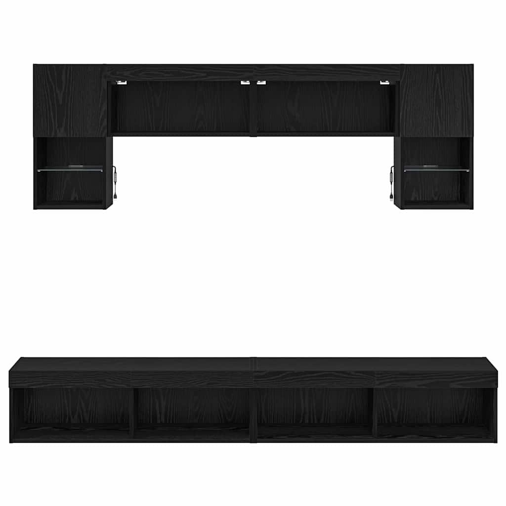 vidaXL TV Wand Einheiten mit LED 6 pcs Schwarz Eichen-Optik