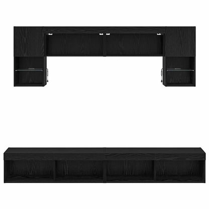 vidaXL TV Wand Einheiten mit LED 6 pcs Schwarz Eichen-Optik