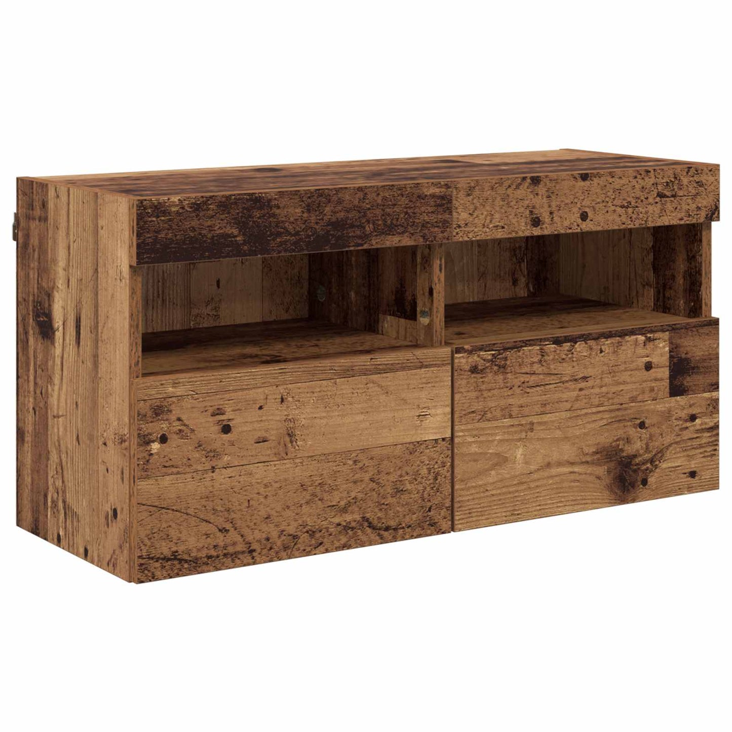 TV-Wandmöbel mit LED Wandmontiert 4 pcs Altholz Holzwerkstoff