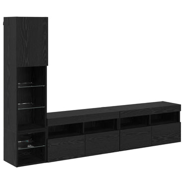TV-Wandmöbel Wandmontiert 4 pcs Schwarz Eichen-Optik Holzwerkstoff