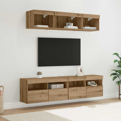TV Wand Einheiten mit LED 5 Stück Artisan-Eiche 80 x 30 x 40 cm