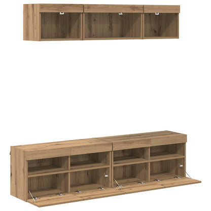 TV Wand Einheiten mit LED 5 Stück Artisan-Eiche 80 x 30 x 40 cm