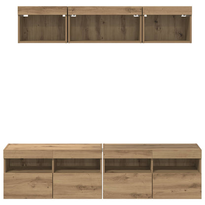 TV Wand Einheiten mit LED 5 Stück Artisan-Eiche 80 x 30 x 40 cm