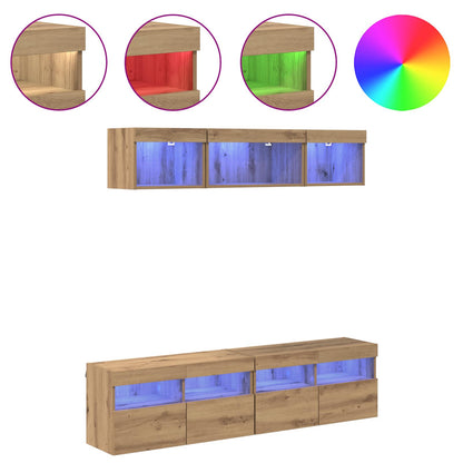 TV Wand Einheiten mit LED 5 Stück Artisan-Eiche 80 x 30 x 40 cm